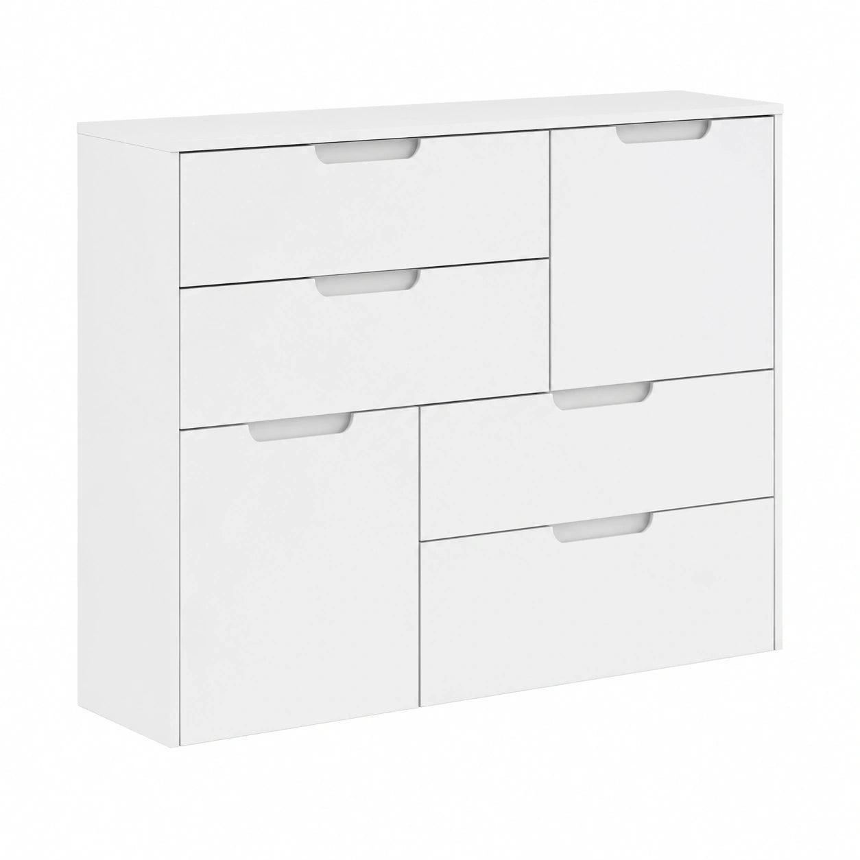 Elegante Sienna Kommode mit Stauraum, Weiß Hochglanz, 115 x 34 x 93 cm