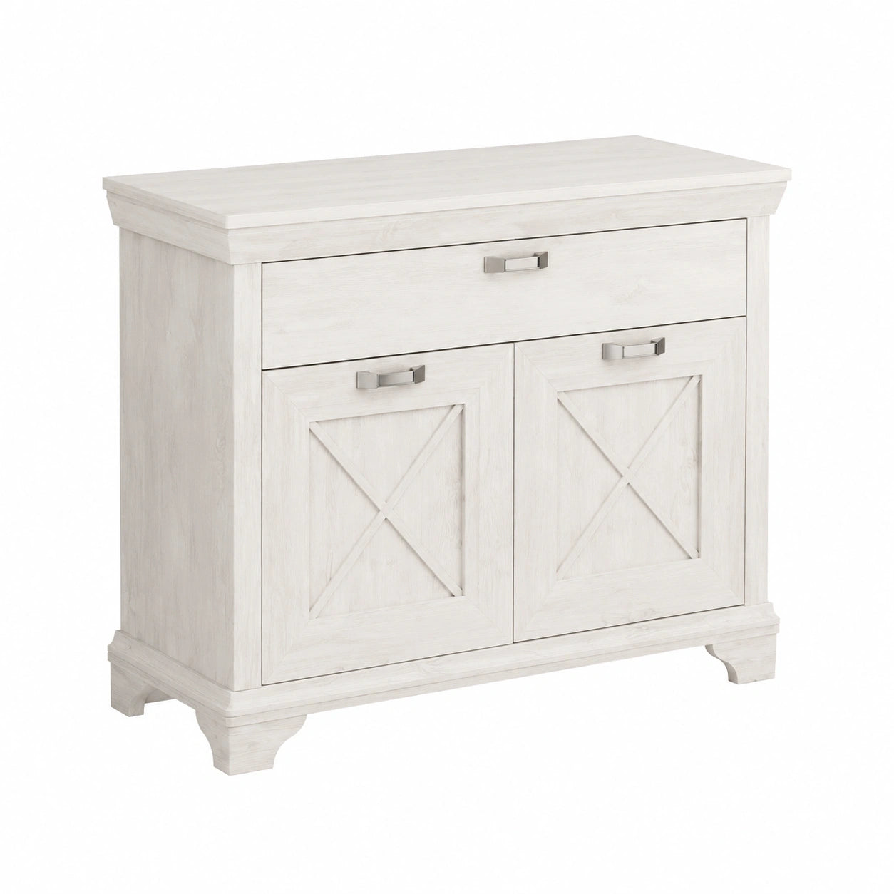 Forte Kommode Kashmir, 2 Türen, 1 Schublade, Holz, Weiß Pinie, 123,3 x 95,9 x 48,2 cm