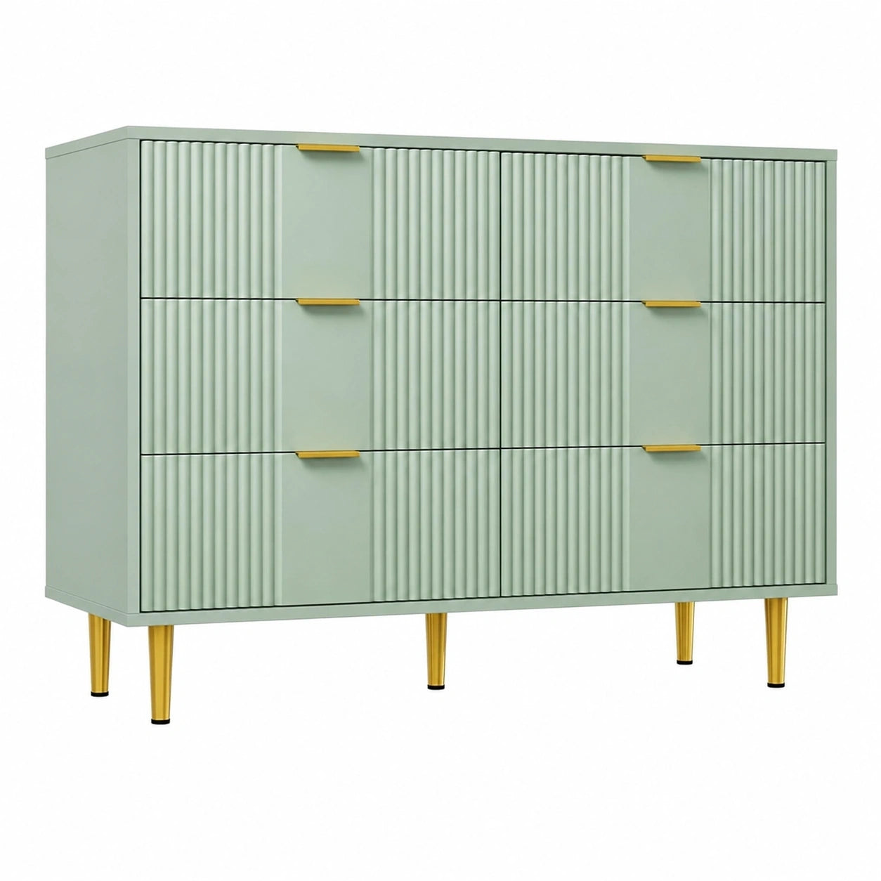 Schubladenkommode Garvee in Olivgrün - 6 Schubladen für Schlafzimmer, Wohnzimmer und Büro, 40 x 60 x 112 cm