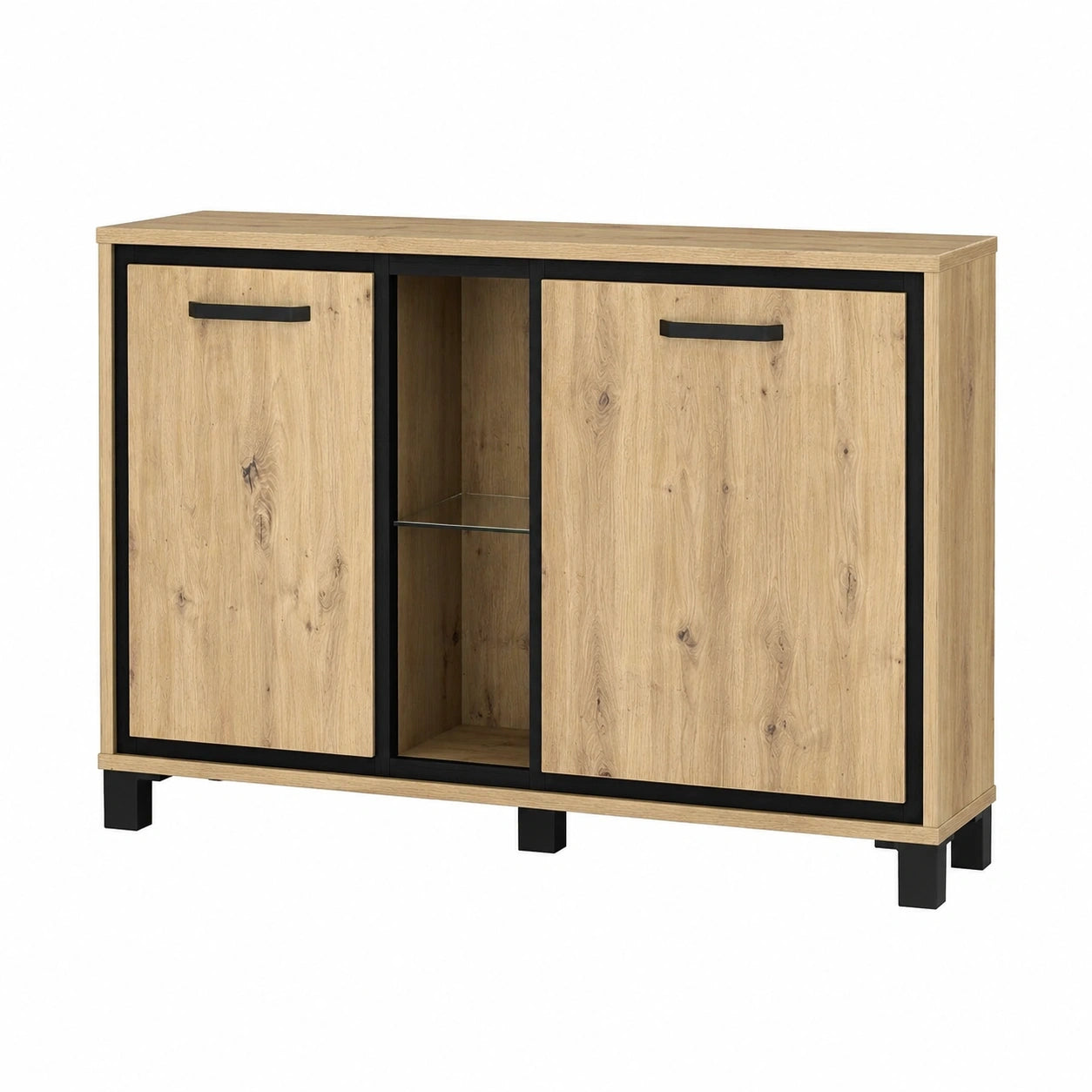 Trondheim Kommode mit 2 Türen, Eiche Artisan und Schwarzeiche, 46,6x81,3x120,4cm