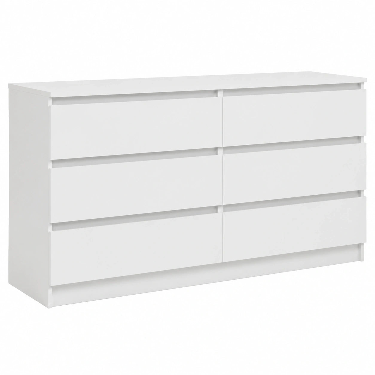 Moderner Schubladenschrank mit 6 Fächern, 160 cm, Weiß