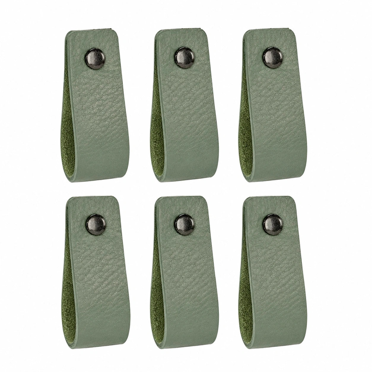 Set aus 6 Ledergriffen für Möbel in Blassgrün, 16,5 x 2,5 cm, ideal für Küche, Bad und Schränke