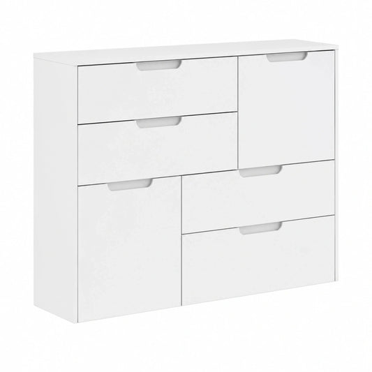Elegante Sienna Kommode mit Stauraum, Weiß Hochglanz, 115 x 34 x 93 cm