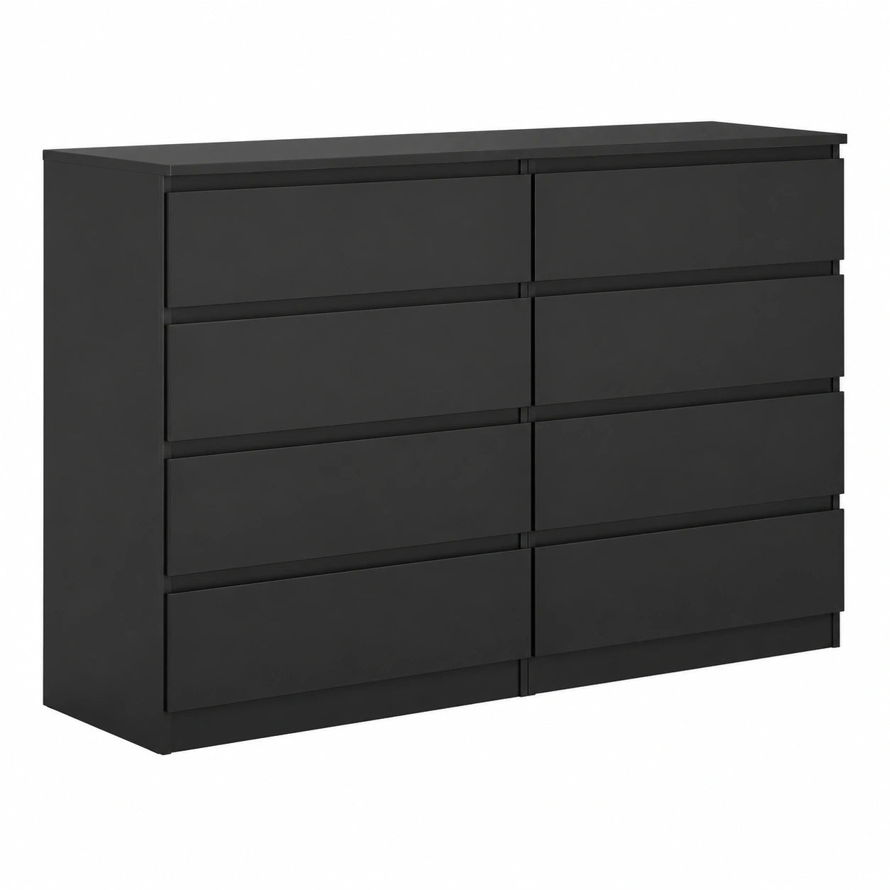 Moderne schwarze Kommode mit 8 Schubladen für Wohnzimmer, Flur und Schlafzimmer, 120 cm breit