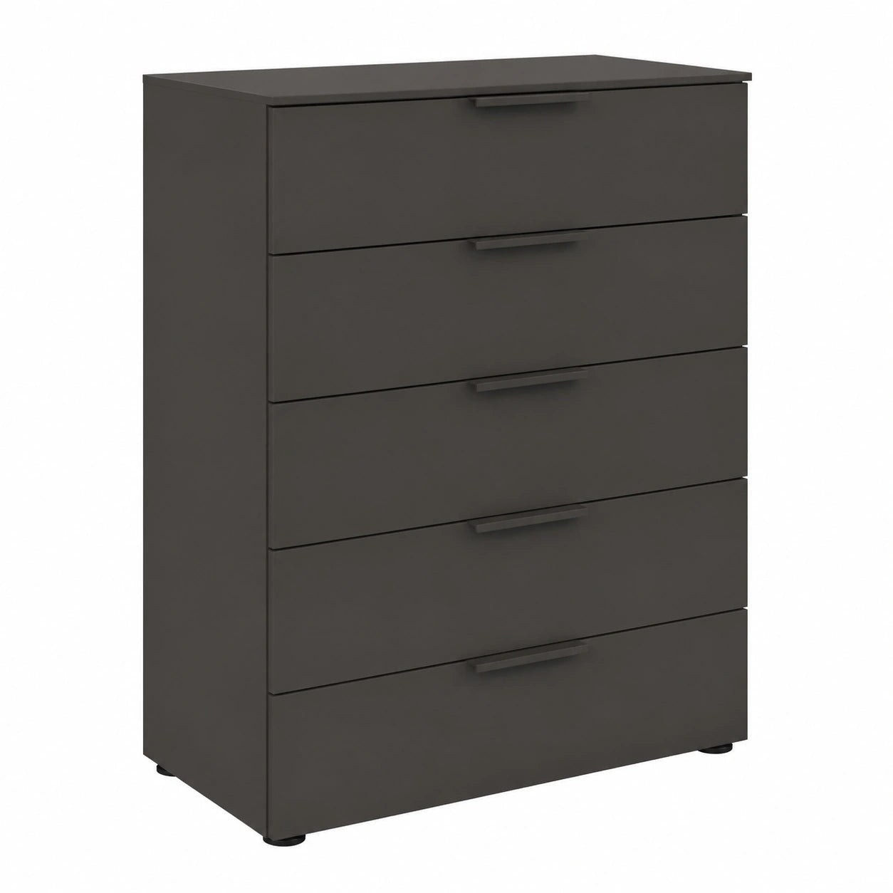 Rauch Möbel Flipp Kommode, 5 Schubladen, Softclose, Graphit-Schwarz, 80 cm, ideal für jeden Raum