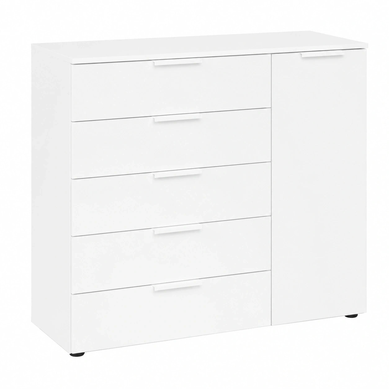 Rauch Möbel Flipp Kommode, 1-türig mit 5 Softclose-Schubladen, Weiß, 120 cm, ideal für Schlafzimmer und Wohnzimmer