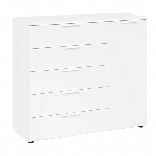 Rauch Möbel Flipp Kommode, 1-türig mit 5 Softclose-Schubladen, Weiß, 120 cm, ideal für Schlafzimmer und Wohnzimmer