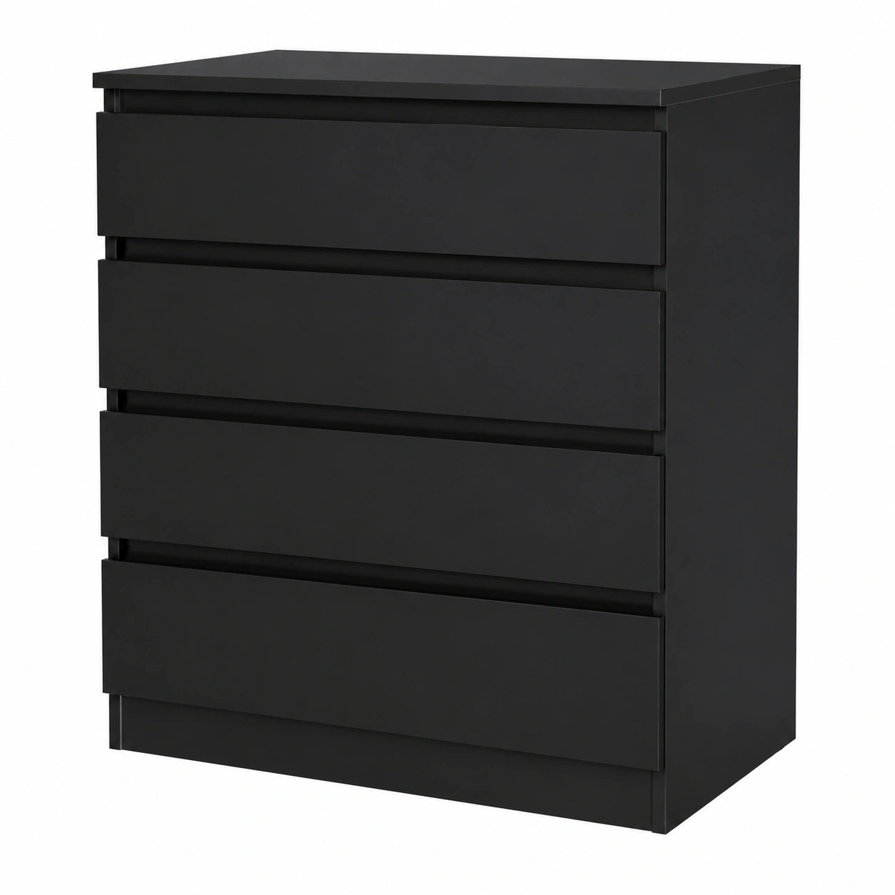 LEADZM Schwarze Kommode mit 4 Schubladen für Schlafzimmer, Wohnzimmer und Flur, 60 x 38 x 78 cm