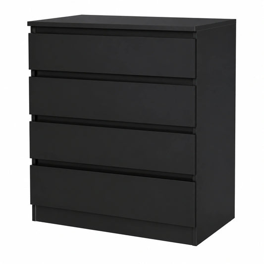 LEADZM Schwarze Kommode mit 4 Schubladen für Schlafzimmer, Wohnzimmer und Flur, 60 x 38 x 78 cm