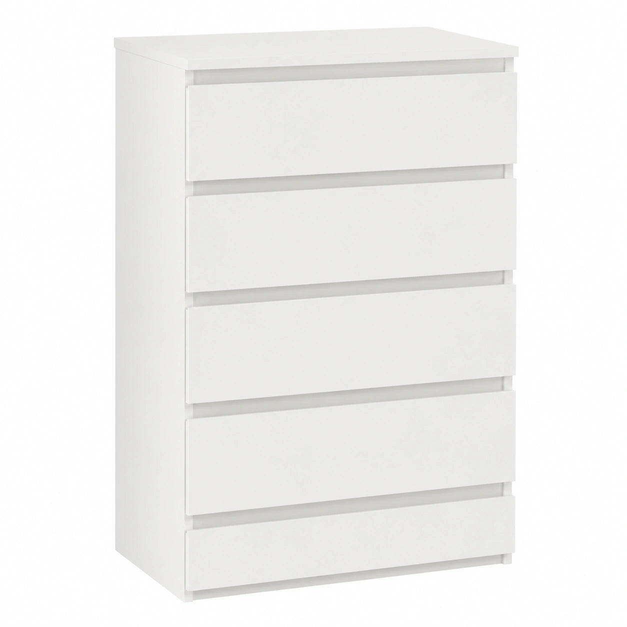 Hohe Kommode mit 5 Schubladen, Weiß, 77 cm Breite