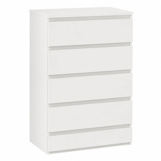 Hohe Kommode mit 5 Schubladen, Weiß, 77 cm Breite