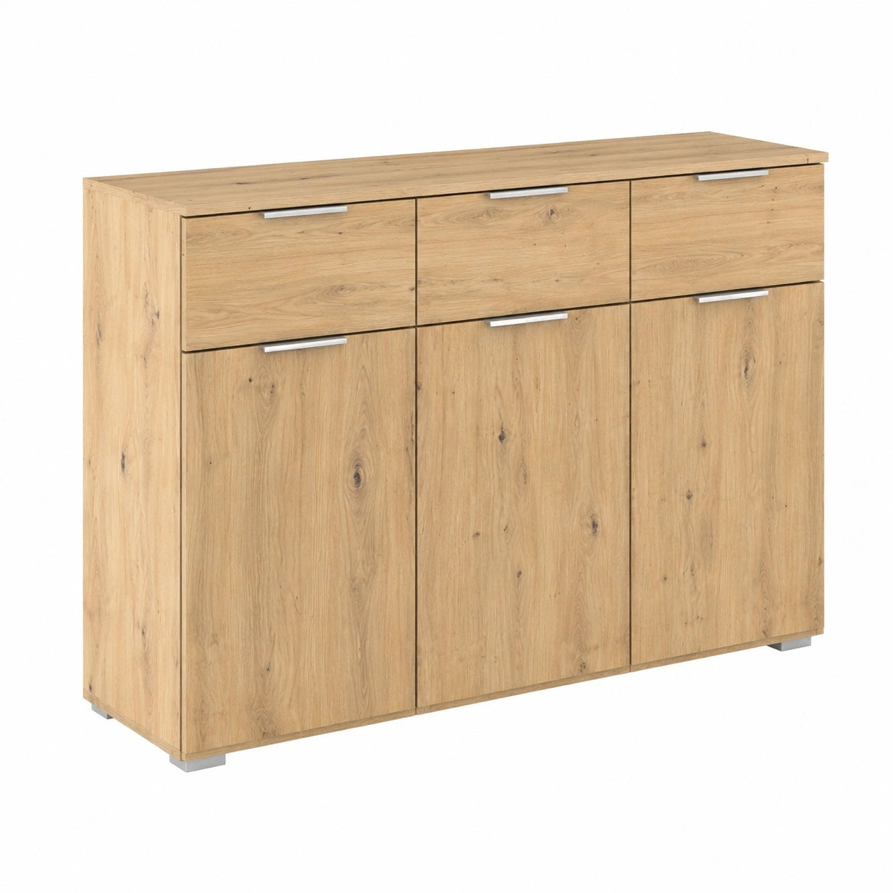 Rauch Möbel Alabama 3-türige Kommode mit Soft-Close, Eiche Artisan, 120x81x42cm