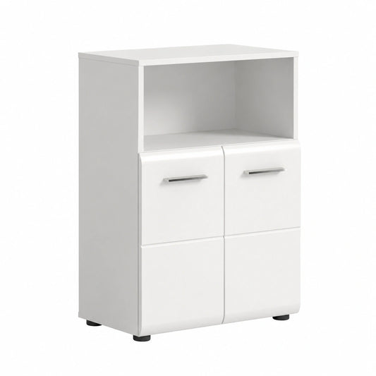 Xonox Heim - Hoher Badezimmerschrank 60x80x30 cm, Hochglanz Weiß