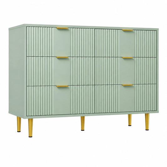 Schubladenkommode Garvee in Olivgrün - 6 Schubladen für Schlafzimmer, Wohnzimmer und Büro, 40 x 60 x 112 cm