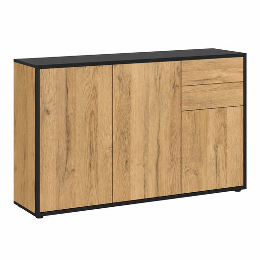 Vladon Sideboard Ben V3, Moderner Schrank mit Türen und Schubladen, Schwarz Eiche Kombination