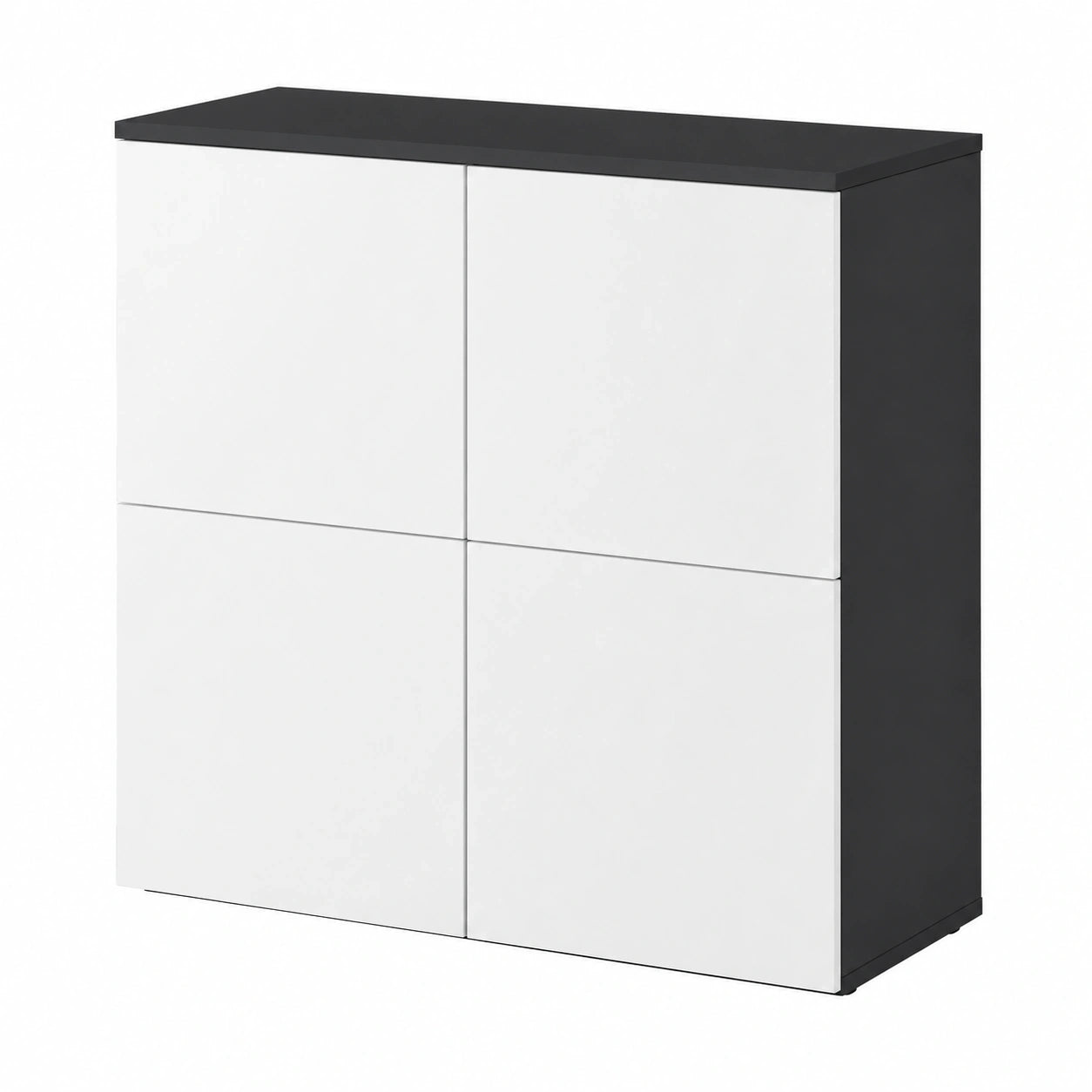 Mai & Mai Sideboard mit 4 Türen, Anthrazit und Weiß, 76x36,4x74 cm