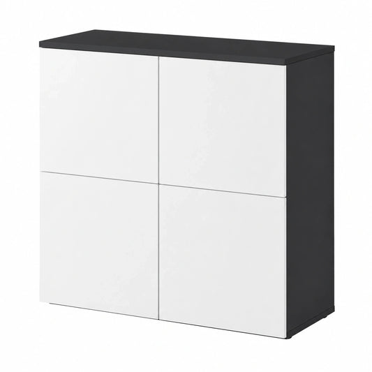 Mai & Mai Sideboard mit 4 Türen, Anthrazit und Weiß, 76x36,4x74 cm