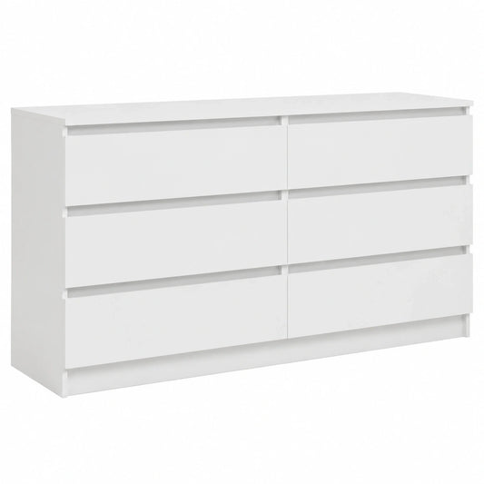 Moderner Schubladenschrank mit 6 Fächern, 160 cm, Weiß