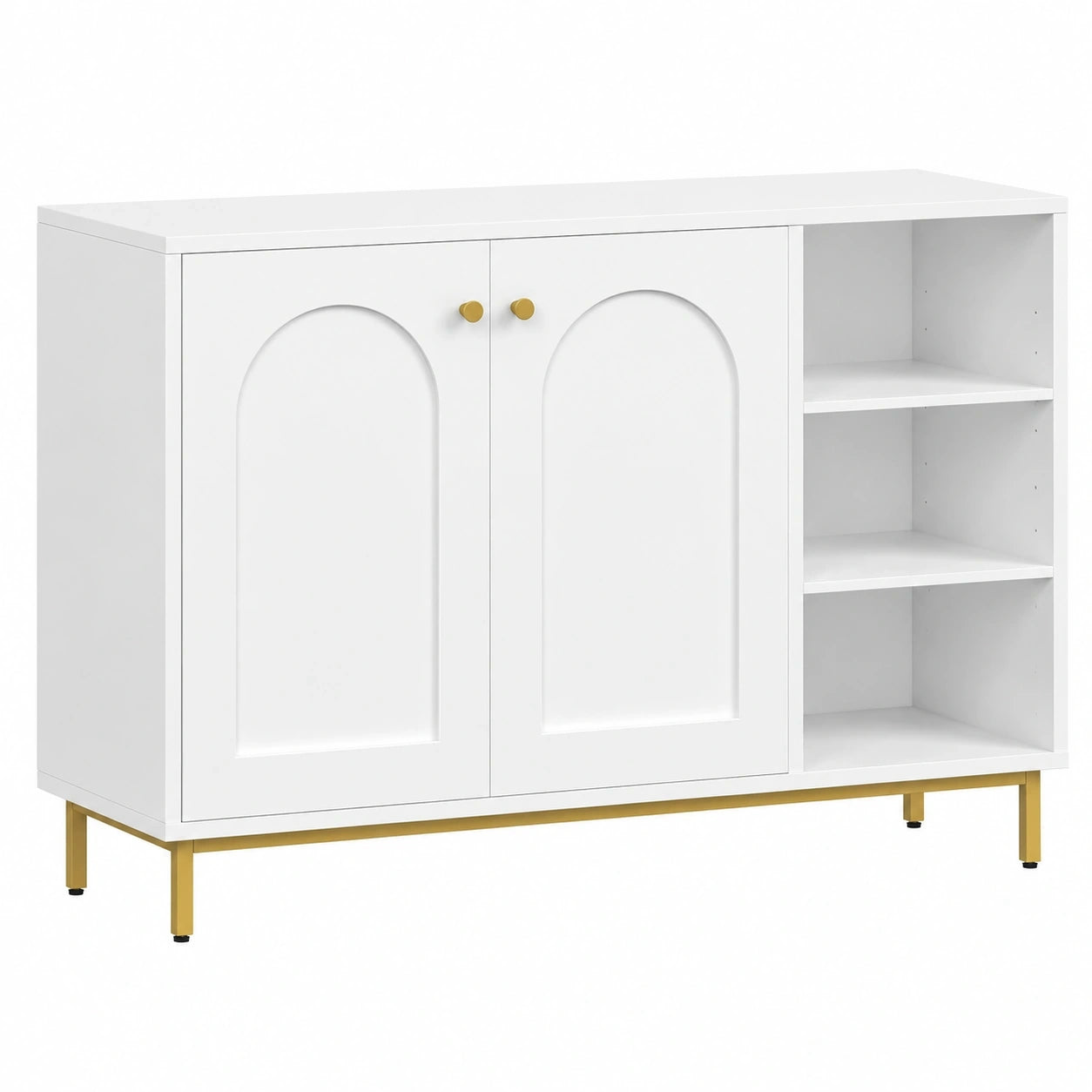 Hzuaneri Mehrzweckschrank mit verstellbaren Fächern, in Weiß-Gold, 35 x 100 x 75 cm