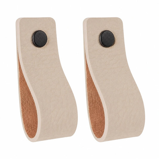 Ledergriffe für Möbel, Hellgrau, 2er Set, 16,5 x 2,5 cm - Ideal für Küche, Bad und Schränke