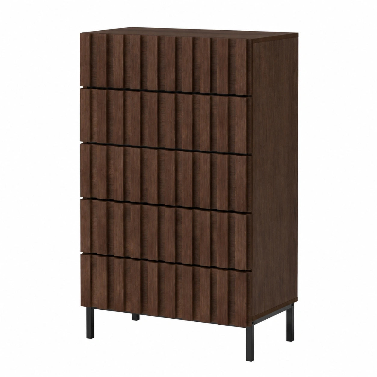 Moderne Kommode mit 5 Schubladen, 60x34x110cm, ideal für Wohnzimmer, Schlafzimmer und Flur, in Braun