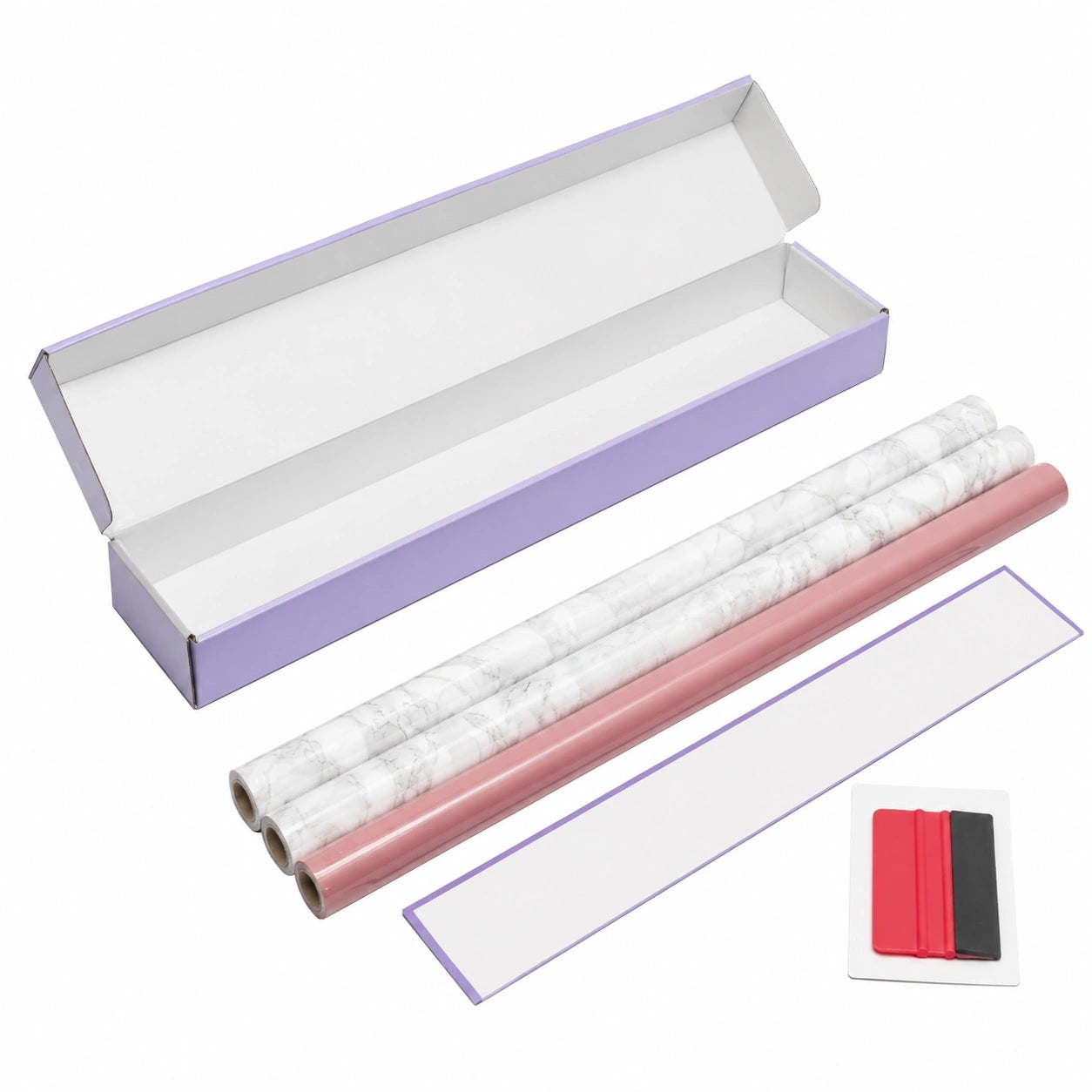 d-c-fix Selbstklebefolie Set für Ikea Hemnes Kommode - Marmor Grau & Seidenmatt Rosa, 3 Rollen