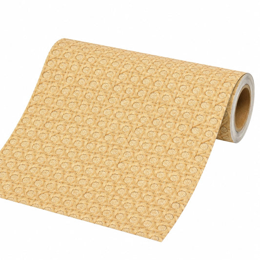 Livelynine Selbstklebende Tapete Rattanoptik Beige-Braun 40CMx5M für Schlafzimmer, Bad und Möbel im Boho-Landhausstil